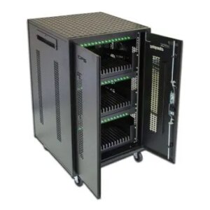 36 WAY VERTICAL NOTEBOOK TROLLEY RE-FRNT DOORS; PDU; FANS CASTOR.