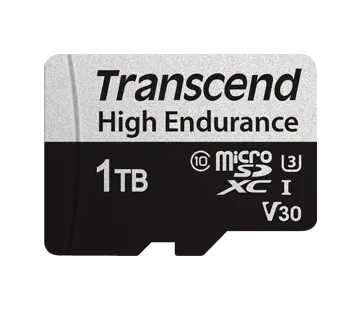 TRANSCEND 350V 1TB HIGH ENDURANCE MICRO SD UHS-I  U3 V30 CLASS10 - READ 100 MB/S - WRITE 60MB/S - WITH SD ADPTOR