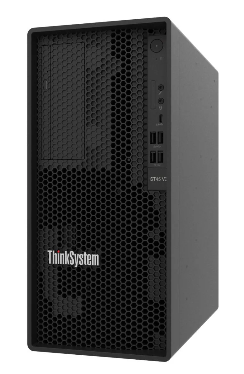 ThinkSystem ST45 V3 AMD EPYC 4124P (4C 3.8GHz 16MB Cache/65W); No RAID; 2x1TB SATA; 1x16GB; 500W 94% Efficiency; No DVD; 3 year