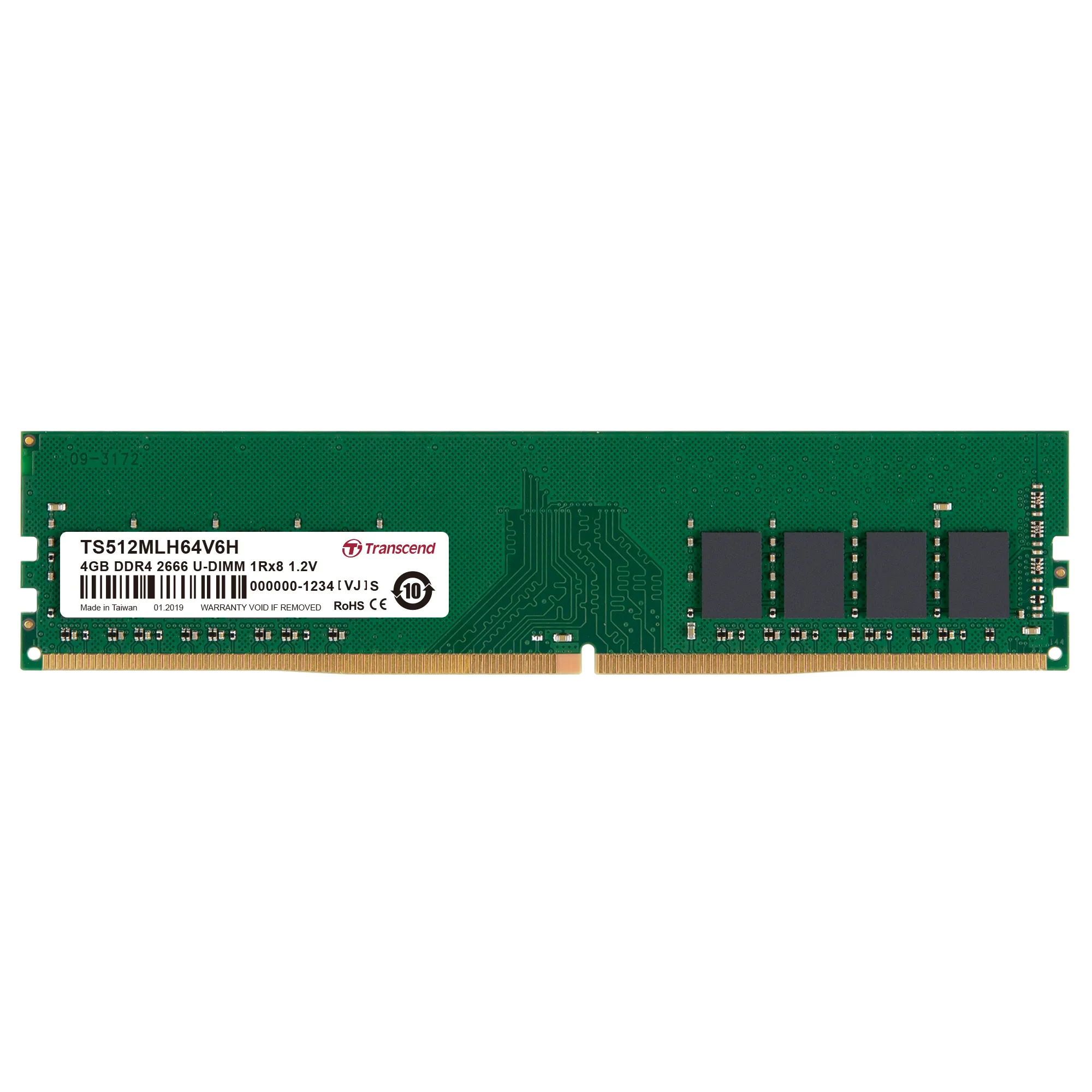 TRANSCEND 4GB DDR4-2666 DESKTOP U-DIMM 1RX8 CL19