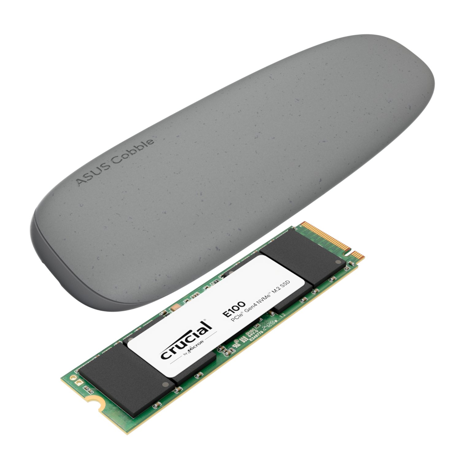 Asus Cobble M.2 SSD Type-C Enclosure and Crucial E100 1TB NVMe Bundle - Grey