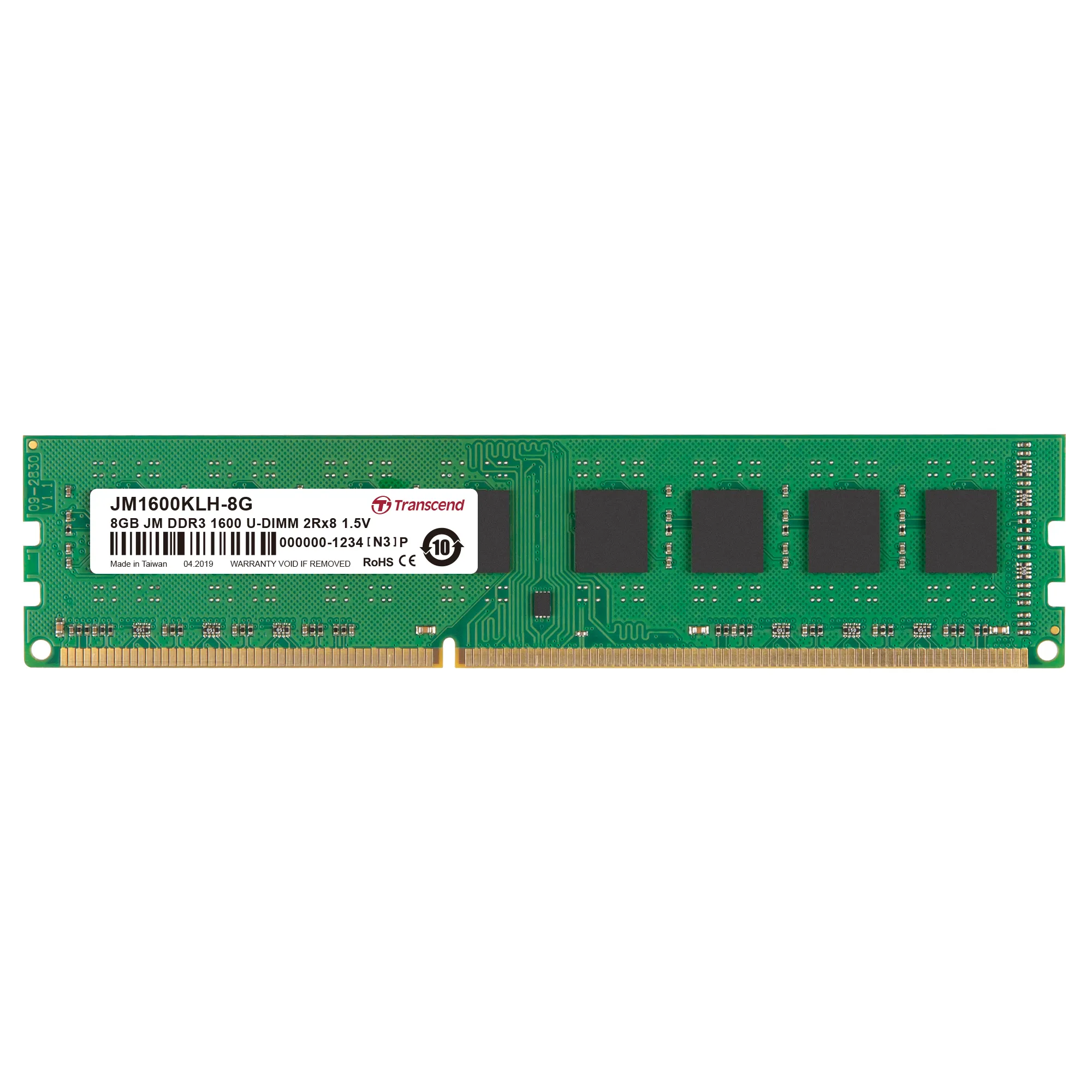TRANSCEND 8GB JETRAM DDR3 1600 DESKTOP DIMM 2Rx8 CL 9