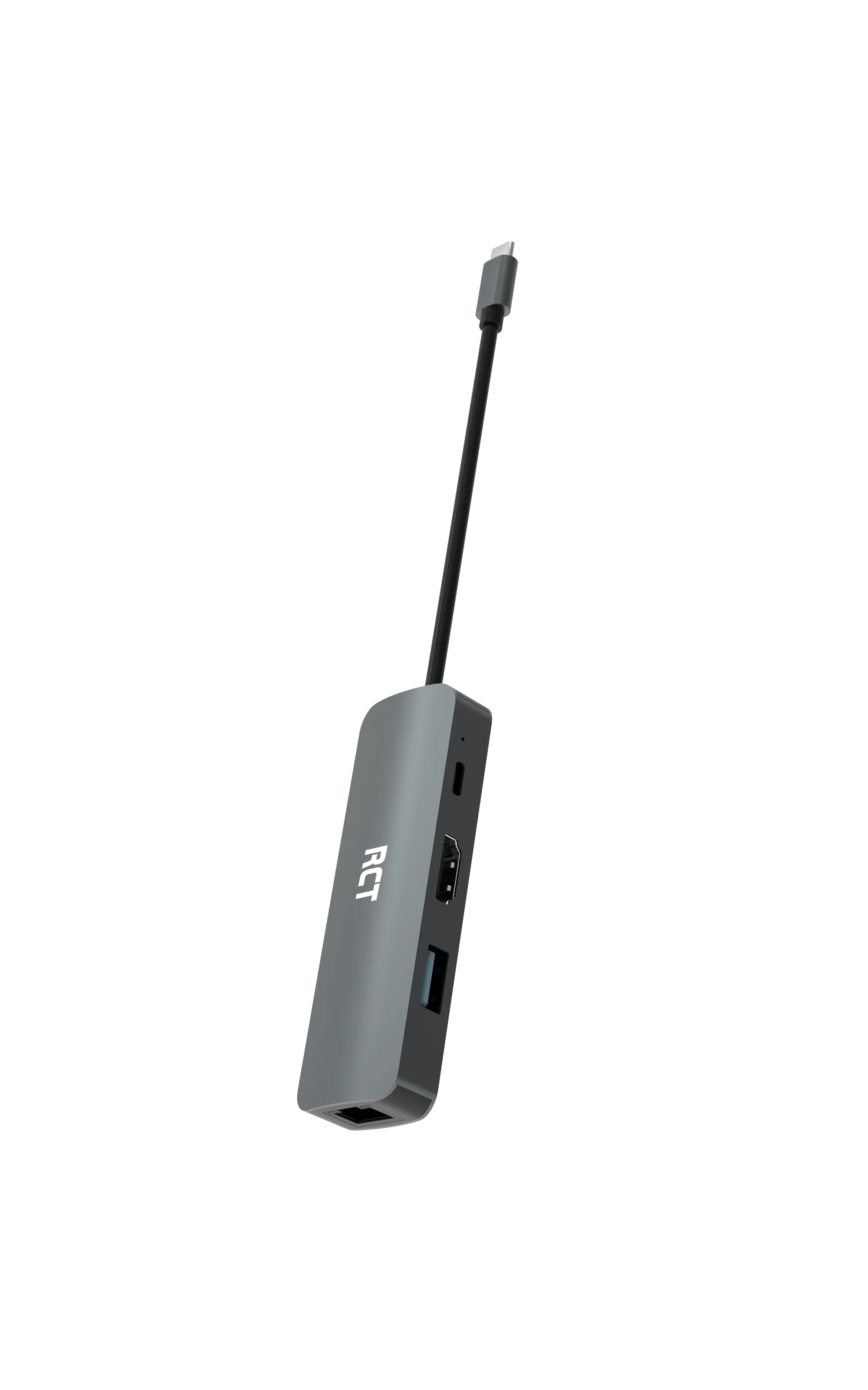 RCT compact 4-in-1 USB type C hub with 1 HDMI; 1 USB 3.0; RJ45 and USB C Power pass-through